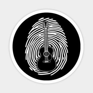 Fingerprint Acoustic Guitar Outline Dark Theme Magnet